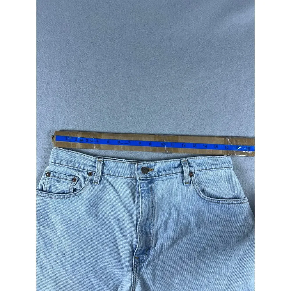 Vintage 90s Levi's 551 Denim Shorts Womens 16 Blue Light Wash Cut Off USA Made